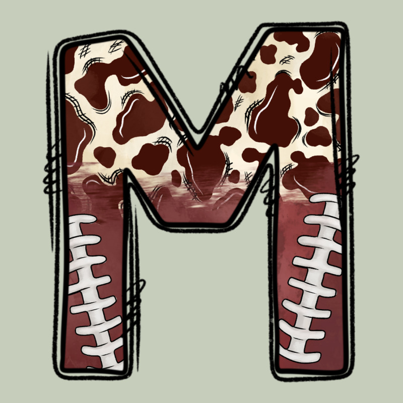 Name Footballcow Print Letter M Ladies Tee by CowhideDigitalArt | Teevron