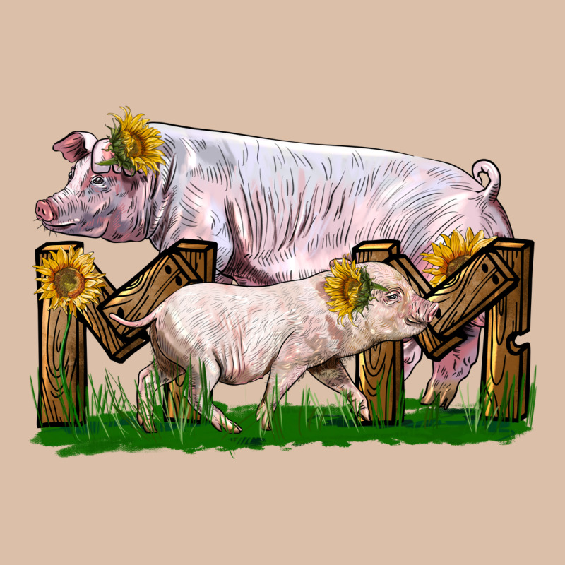 Mom With White Chester Pig And Baby Pig Urban Heavy Tee by LillyAllenDesigns | Teevron