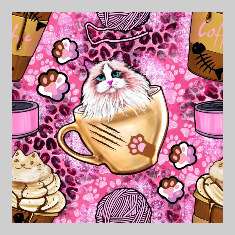 Cat Coffee Cups And Paw With Leopard And Glitter Seamless Pattern Bbs Premium Tee by BundleAndBundleShop | Teevron
