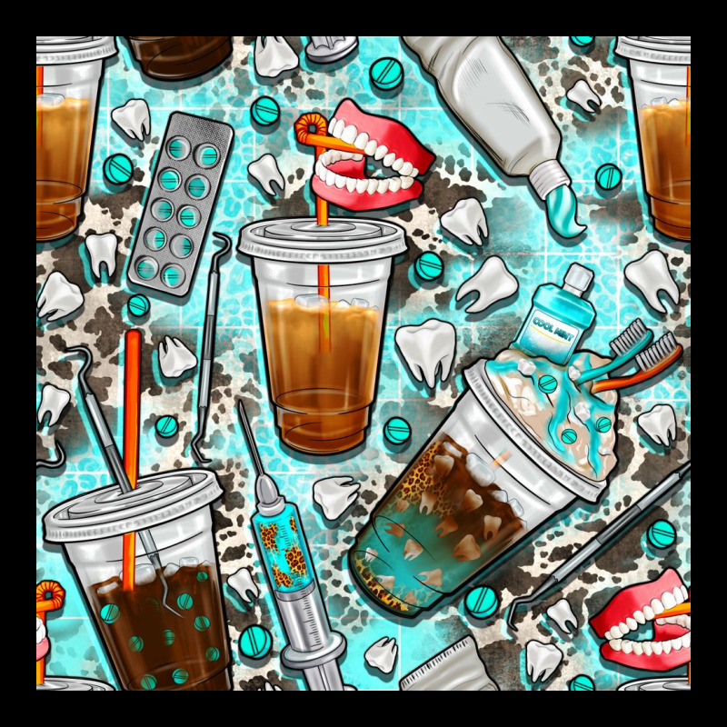 Dentist Coffee Cups Toothpaste And Teeth With Cowhide Seamless Pattern Premium Tee by BundleAndBundleShop | Teevron