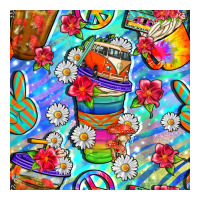 Hippie Coffee Cups And Flowers And Peace Seamless Pattern Bbs Premium Tee | Teevron