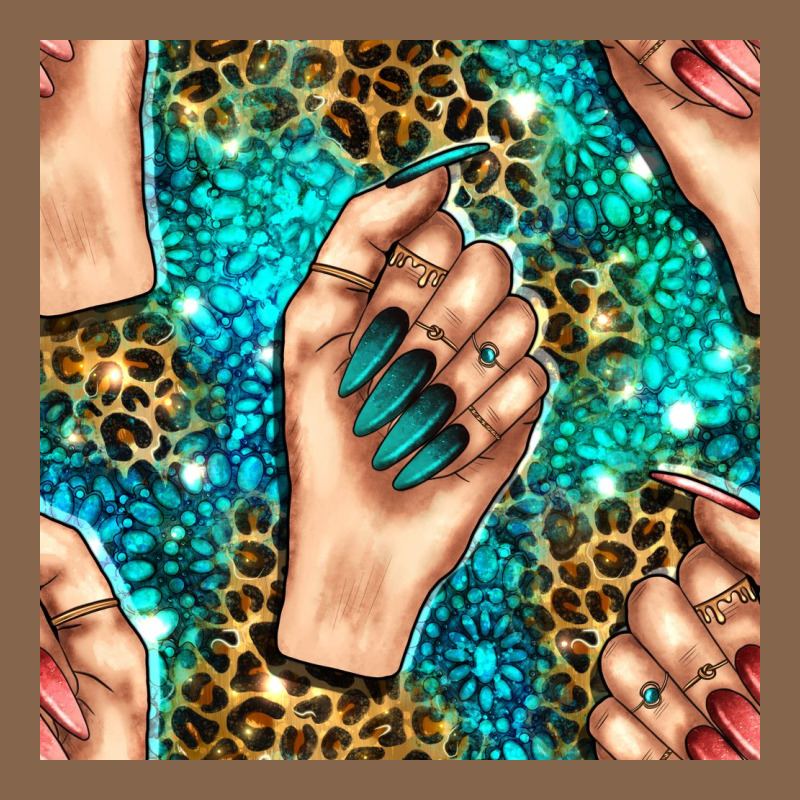 Nail Art With Leopard And Turquoise  Gemstone Seamless Pattern Bbs Premium Tee by BundleAndBundleShop | Teevron