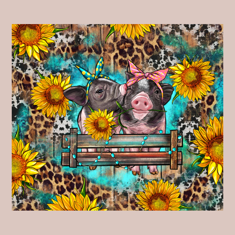 Baby Pigs With Leopard Cowhide And Sunflowers Premium Hoodie by Artiststas | Teevron