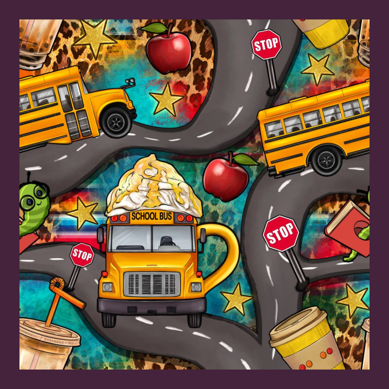 School Bus Coffee And Star With Leopard Seamless Pattern Bbs Premium Tee by BundleAndBundleShop | Teevron