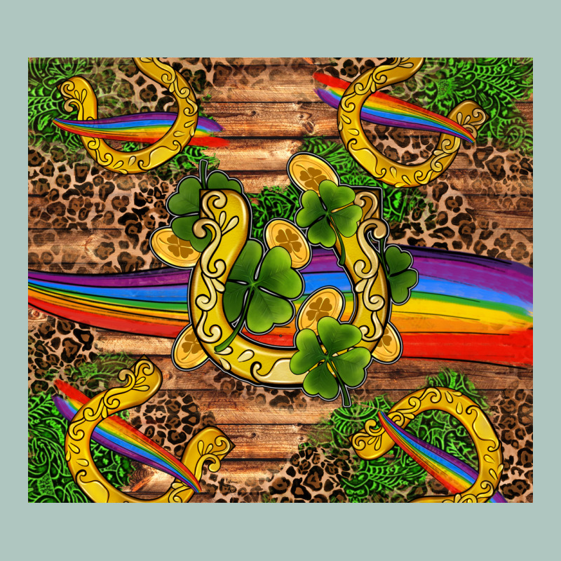 St Patricks Day Horseshoe Shamrock Rainbow Gold Premium Sweatshirt by RanaPortraitStore | Teevron