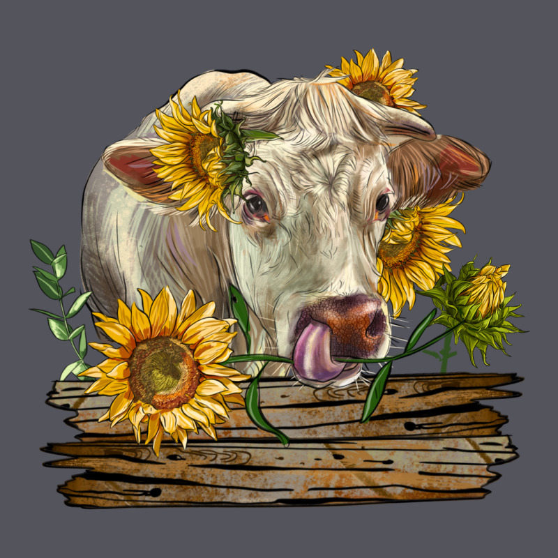 Charolais Cow With Sunflowers Vintage Hoodie by LillyAllenDesigns | Teevron