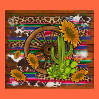 Cactus And Sunflowers With Old Wheel Serape Leopard Cowhide Background Premium Hoodie | Teevron