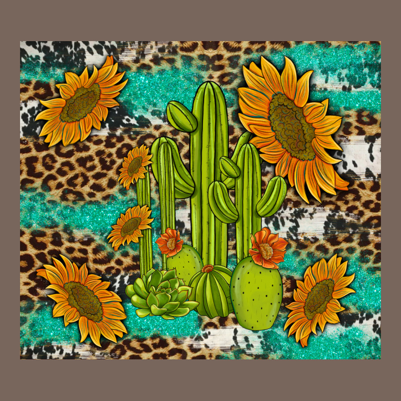 Cactus And Sunflowers Turquoise Leopard Cowhide Premium Hoodie by Artiststas | Teevron