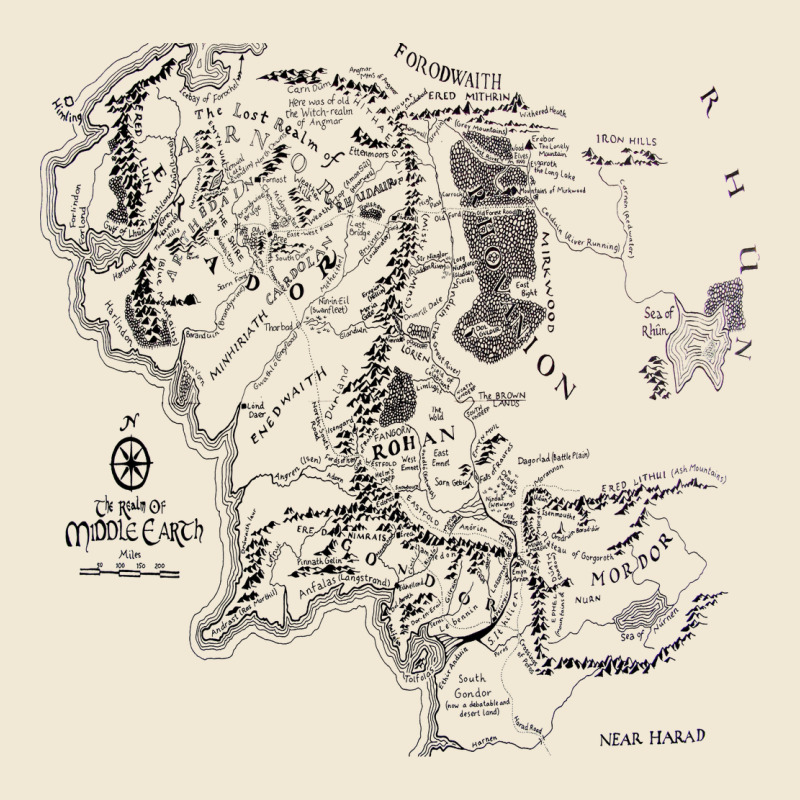 Middle Earth Map [tw] Premium Tee by linhVisuals | Teevron