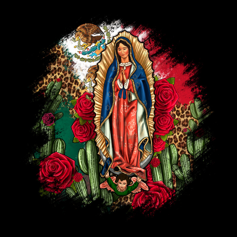 Our Lady Of Guadalupe Mexican Flag Cactus Roses Heavy Core Tee by FaDigitalArtStudio | Teevron