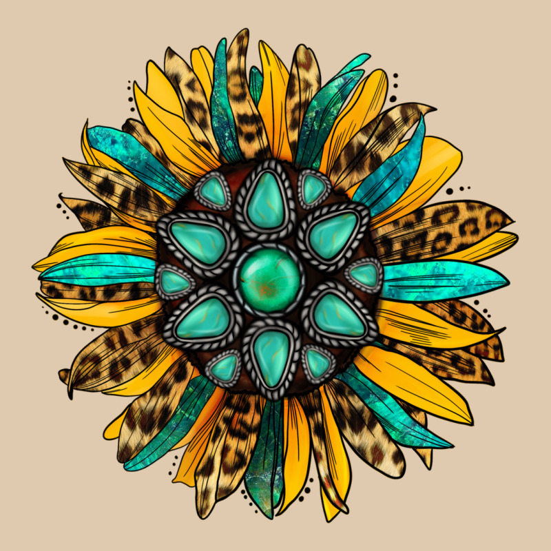 Turquoise Leopard Sunflower Heavyweight Sweatshirt by Jasminsmagicworld | Teevron