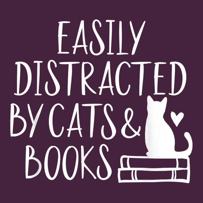 Easily Distracted By Cats And Books   Cute Book Lover T Shirt Premium Tee by linhVisuals | Teevron