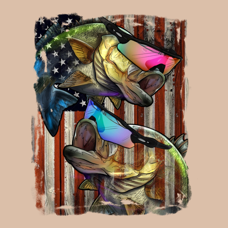 American Flag With Bass Fish Urban Heavy Tee by LillyAllenDesigns | Teevron