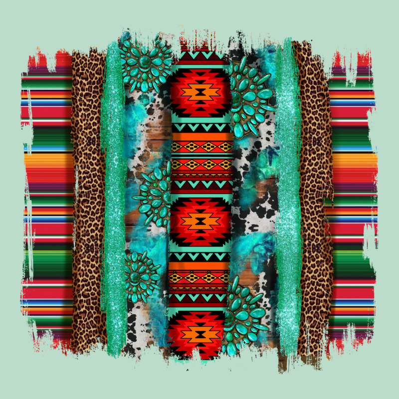 Serape Aztec Leopard And Turquoise Glitter With Gemstone Brushstroke Premium Hoodie by Artiststas | Teevron