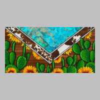 Cactus Sunflower Cowhide And Turquoise License Plate Classic Tee | Teevron