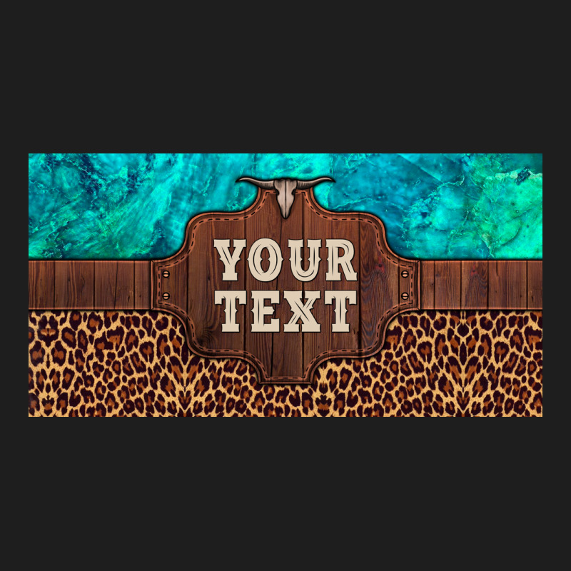 Preview Custom Name Turquoise Stone Leopard Bull Skull License Plate Classic Tee by Artiststas | Teevron