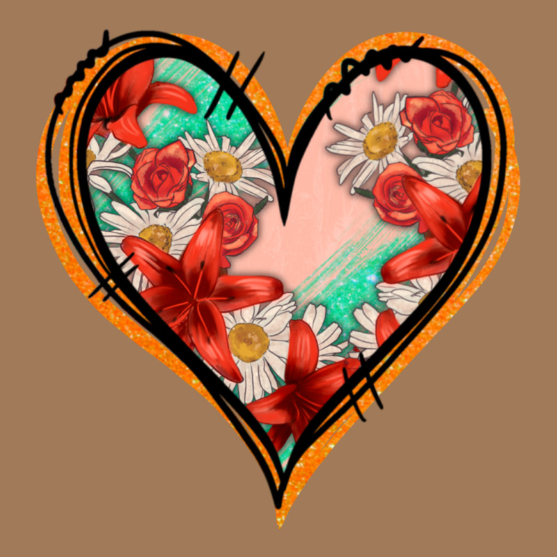Floral Orange Glitter Heart Classic Tee by Jasminsmagicworld | Teevron
