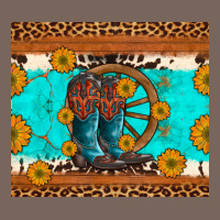 Cowboy Boots And Sunflowers Turquoise Leopard Background Premium Hoodie | Teevron