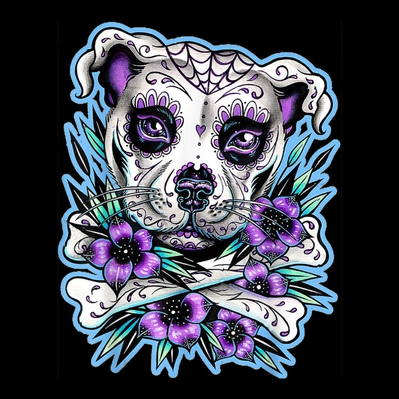 Pitbull Dog Sugar Skull Flower Plants Premium Tee by linhVisuals | Teevron