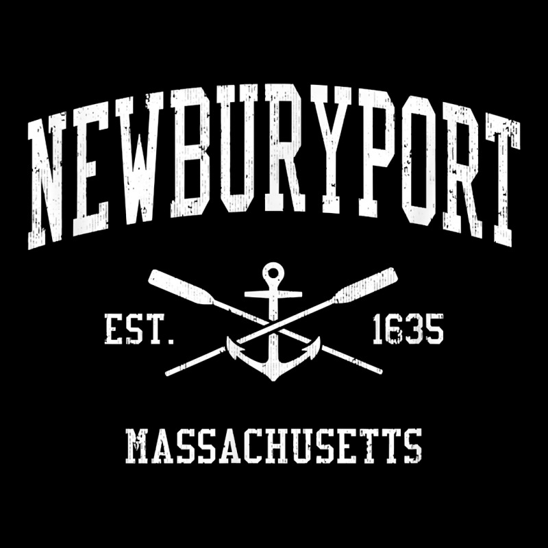 Newburyport Ma Vintage Crossed Oars & Boat Anchor Sports T Shirt Premium Tee by linhVisuals | Teevron