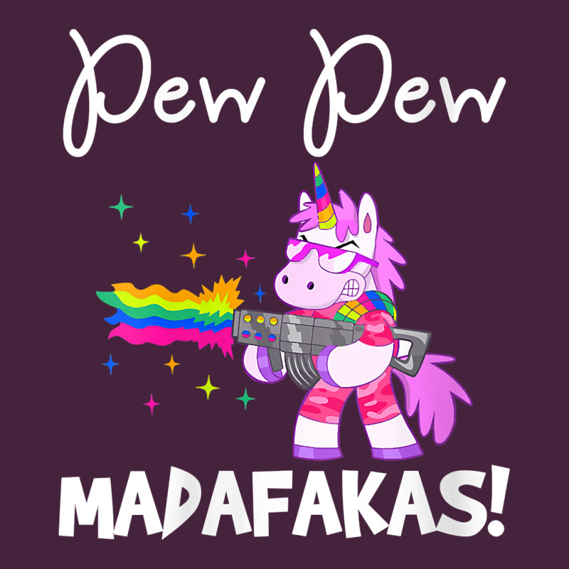 Womens Pew Madafakas Funny Fantasy Unicorn With Rainbow Gun   White V Premium Tee by linhVisuals | Teevron