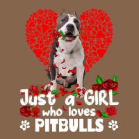 Pitbull Lover Dog Roses Funny Just A Girl Who Loves Pitbull 213 Pitbul Premium Tee | Teevron