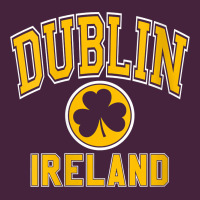 Womens Dublin Ireland Varsity Style Shamrock Green With Amber Print V Premium Tee | Teevron
