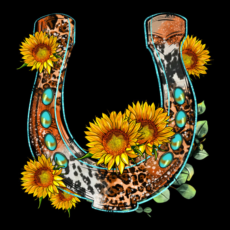 Western Leopard Cowhide Sunflowers Horseshoe Heavy Core Tee by OliviaCreatesArt | Teevron