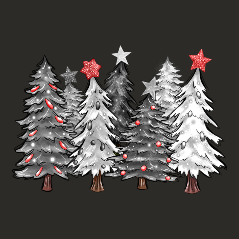 Black And White Christmas Trees With Lights Heavy Core Tee by FaDigitalArtStudio | Teevron