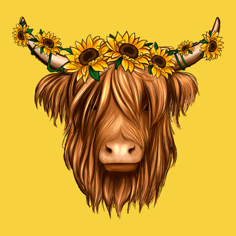 Sunflower Headband Highland Cow Premium Sweatshirt by Jasminsmagicworld | Teevron