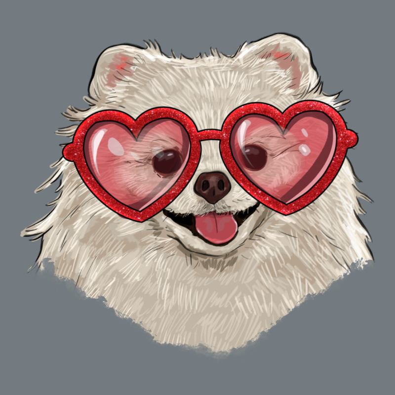 White Pomeranian With Love Glasses Heavyweight Sweatshirt by RanaPortraitStore | Teevron