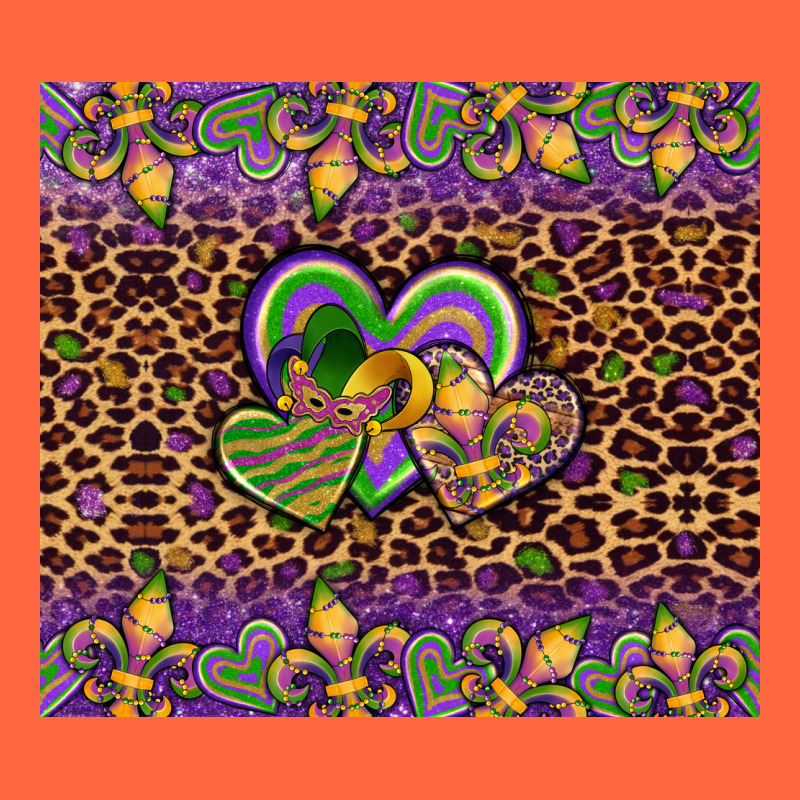 Mardi Gras Fleur De Lis Hearts Leopard Glitter Premium Hoodie by Artiststas | Teevron