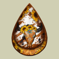 Sunflower Tooled Leather Bullskull Teardrop Earrings Heavy Core Tee | Teevron