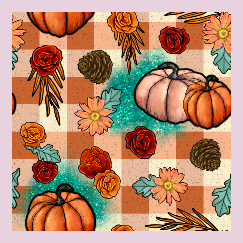 Floral Pumpkins Seamless Pattern Ladies Tee by BundleAndBundleShop | Teevron
