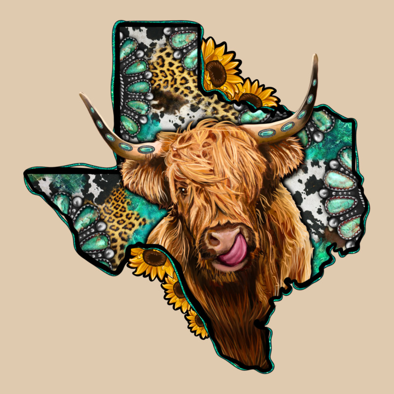 Texas Map Highland Cow Heavyweight Sweatshirt by Jasminsmagicworld | Teevron