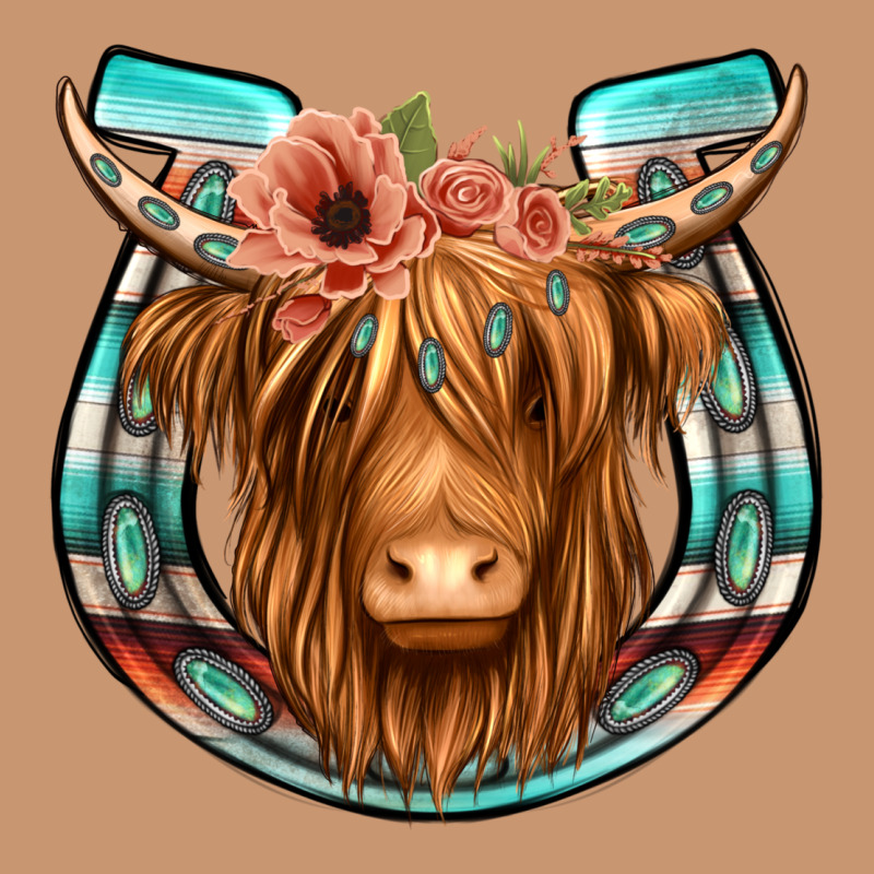Highland Cow Serape Floral Headband Horseshoe Heavyweight Hoodie by Jasminsmagicworld | Teevron