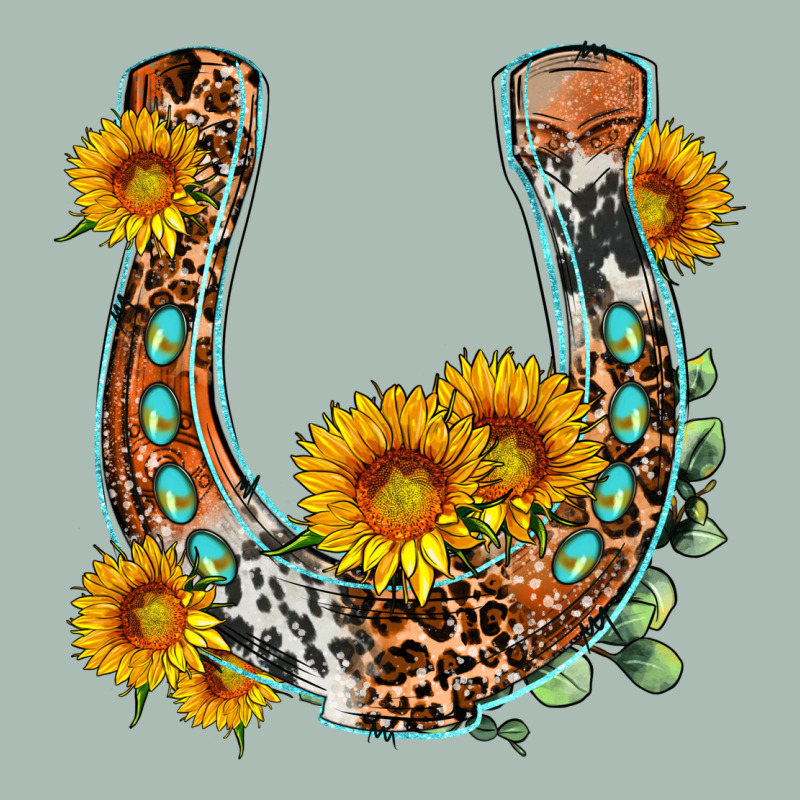 Western Leopard Cowhide Sunflowers Horseshoe Classic Tee by OliviaCreatesArt | Teevron