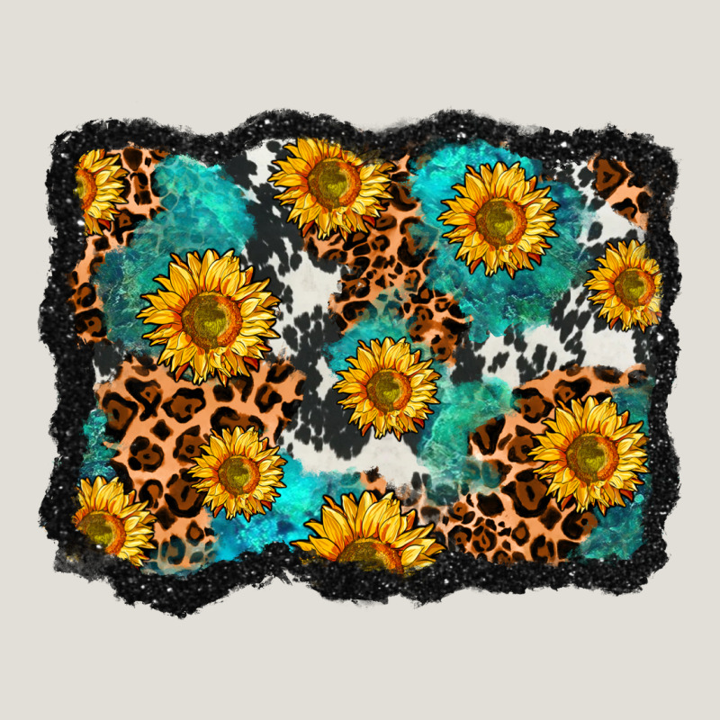 Cowhide Leopard Turquoise Sunflowers Pattern Olivia Heavy Core Tee by OliviaCreatesArt | Teevron