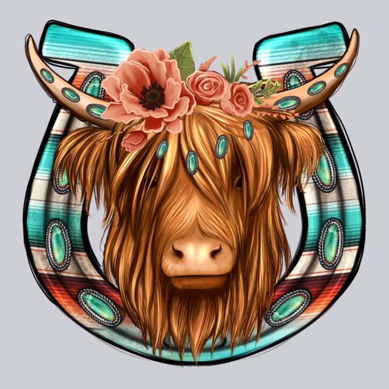 Highland Cow Serape Floral Headband Horseshoe Heavyweight Sweatshirt by Jasminsmagicworld | Teevron