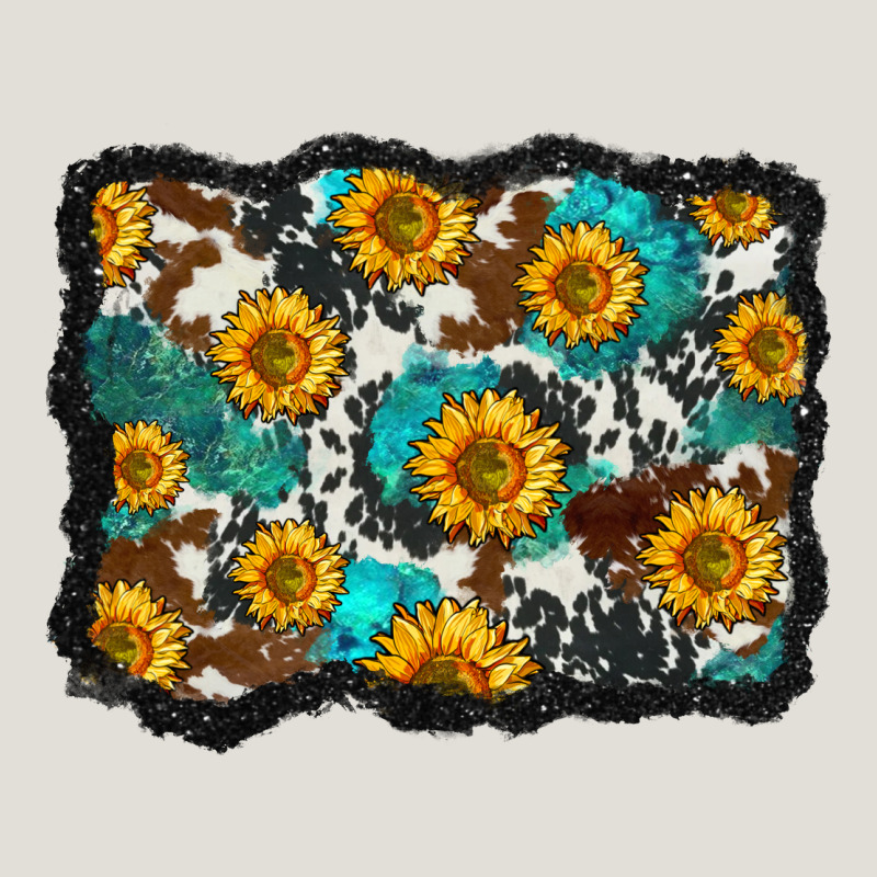 Cowhide  Turquoise Sunflowers Pattern Olivia Heavy Core Tee by OliviaCreatesArt | Teevron