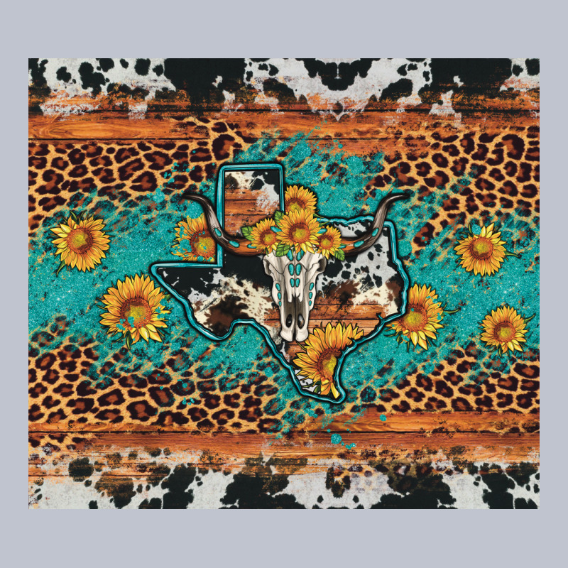 Bull Skull Texas Map Sunflower Leopard Cowhide Premium Hoodie by Artiststas | Teevron