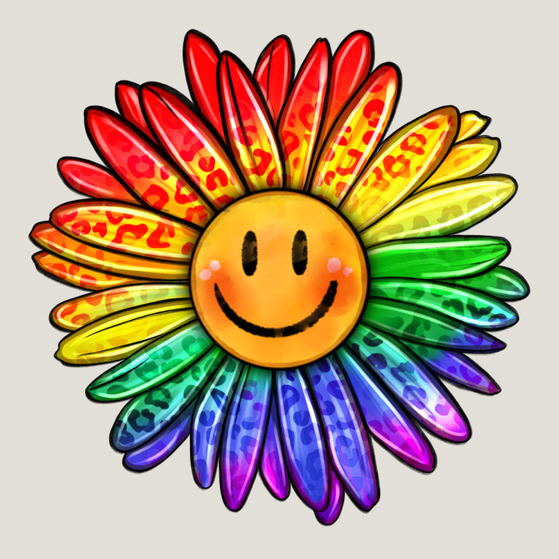 Rainbow Smiley Face Sunflower Heavy Core Tee by OliviaCreatesArt | Teevron