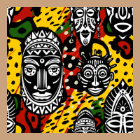 African Masks Colorful Seamless Pattern Vintage Tee | Teevron