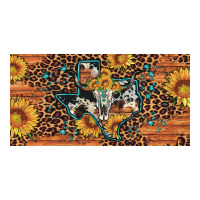 texas map bull skull sunflower leopard licence plate | Teevron