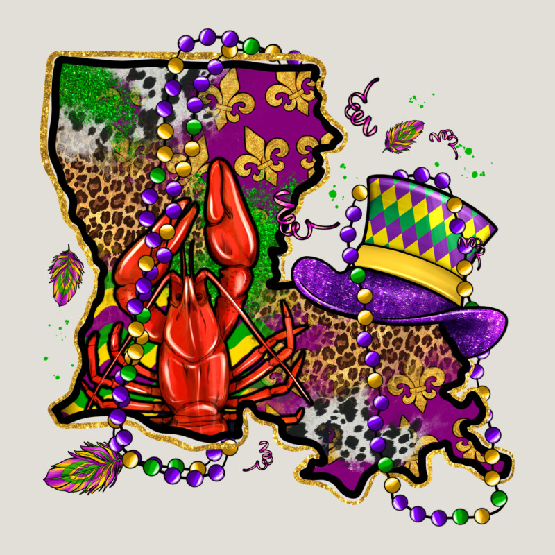 Mardi Gras Louisiana Map Heavy Core Tee by OliviaCreatesArt | Teevron