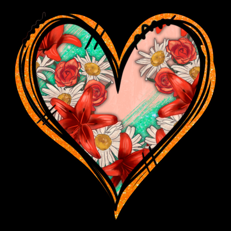 Floral Orange Glitter Heart Urban Hoodie by Jasminsmagicworld | Teevron