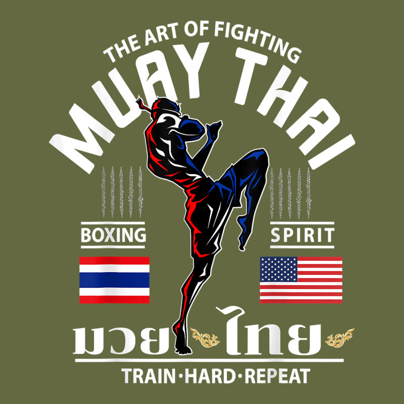 Thailand American Flag Muay Thai Boxing Train Hard Repeat T Shirt Long Sleeve Tee by InspiraDesign | Teevron