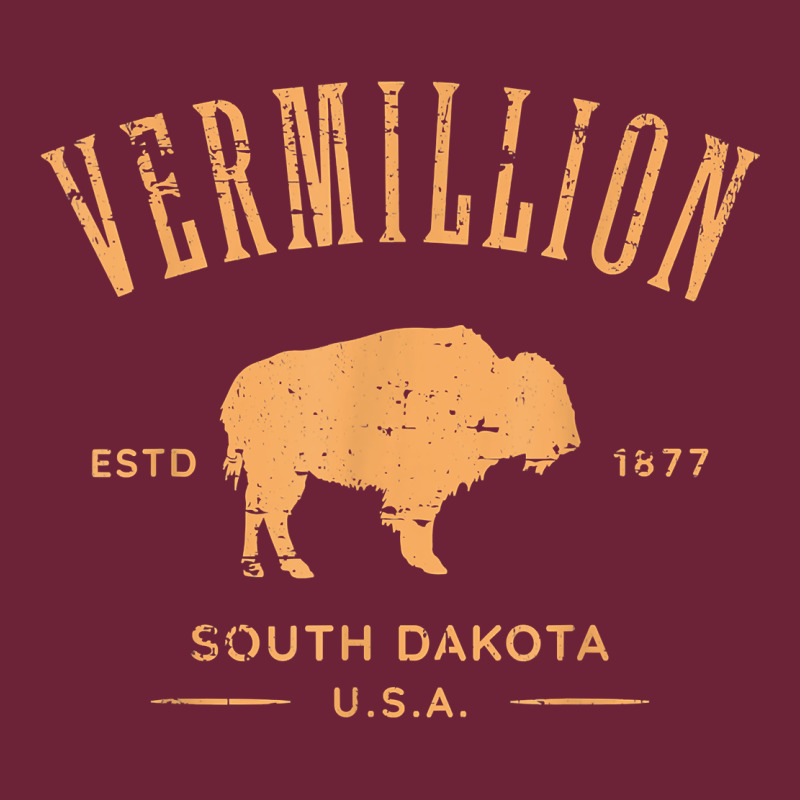 Vermillion South Dakota Bison Distressed Design T Shirt Long Sleeve Tee by StudioElite | Teevron