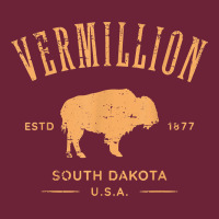 Vermillion South Dakota Bison Distressed Design T Shirt Long Sleeve Tee | Teevron