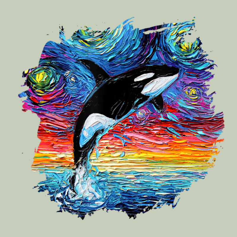 Orca Killer Whale Starry Night Impressionist Dog Art By Aja Long Sleeve Tee by PixelFlow | Teevron